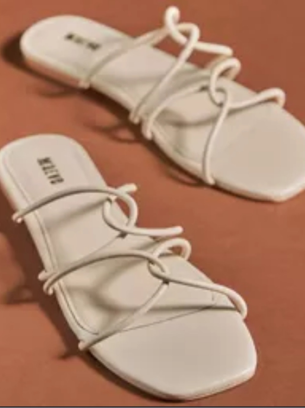 Anthropologie Maeve Ivory Multi-Strap Slide Sandals
